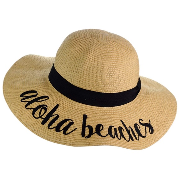 Paper Weaved Embroidered Floppy Sun Hat - Picture 1 of 2